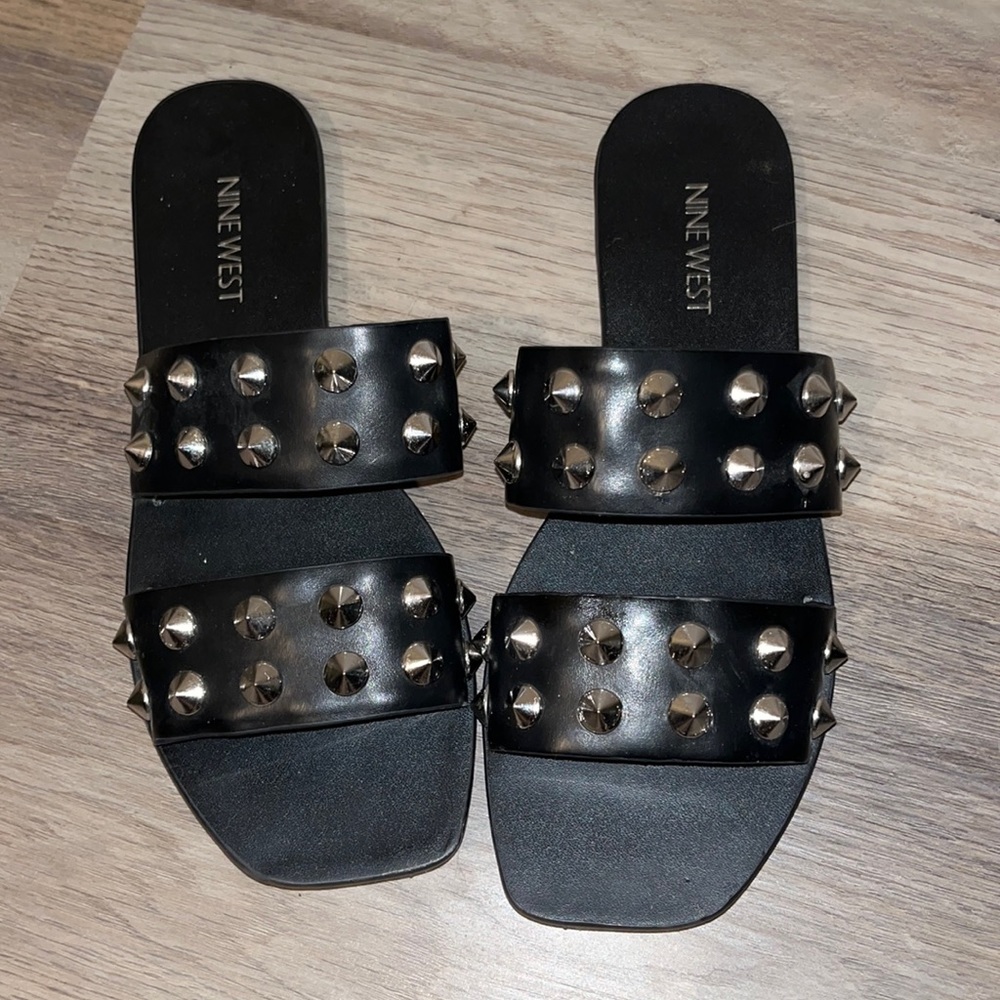 Nine West, womens, black studded sandals